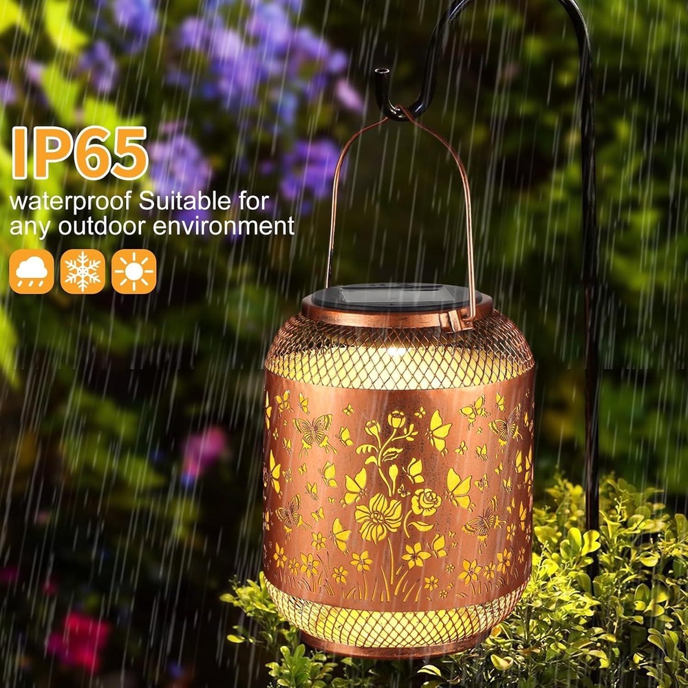 2 Pack Hummingbird Solar Lanterns Outdoor Hanging Garden Lights Waterproof
